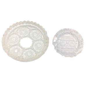 Queen Anne Lace Cut Crystal Glass Ashtray Set